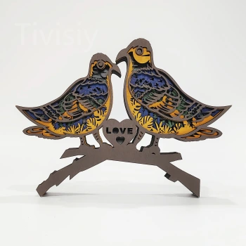 Turtledove 3D Wooden Carving,Suitable for Home Decoration,Holiday Gift,Art Night Light